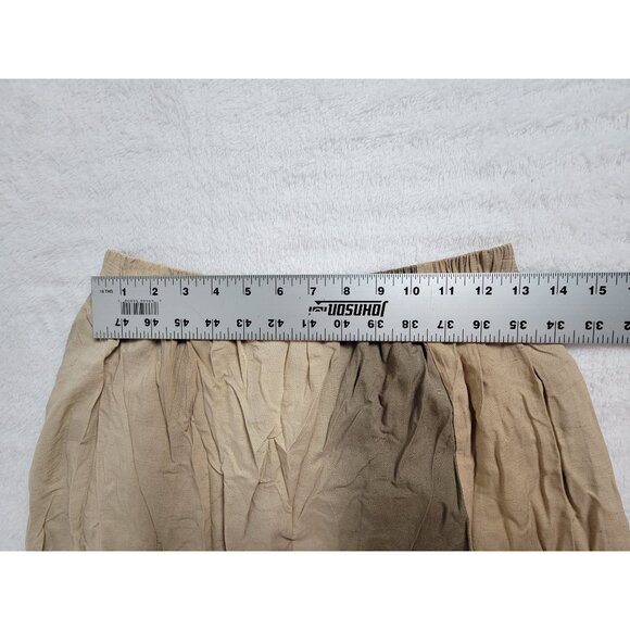 Women's Beige Elastic Waist Midi Skirt Medium Linen Blend Boho Lightweight - Picture 7 of 10
